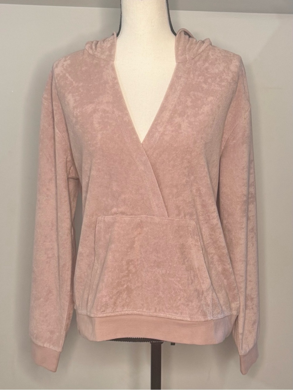 Barefoot Dreams Cozy Terry Cross Over Hoodie Pink NWOT